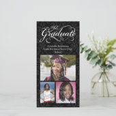 Faire-part Le diplômé, Élégant diplôme noir (Debout devant)