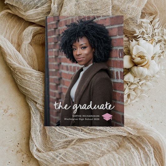 Faire-part Le diplômé | Photo avec script et casquette de cou