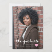 Faire-part Le diplômé | Photo avec script et casquette de cou (Devant)