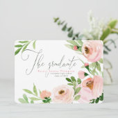 FAIRE-PART LE FLORE AQUARELLE ROSE DU DIPLÔMÉ (Debout devant)