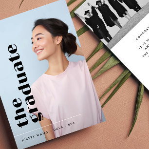 Faire-part LE GRADUATE Bold NOIR TEXTE Deux GRADURES DE Photo