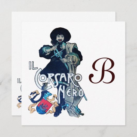 Faire-part LE MONOGRAMME DE LA CORSAIRE NOIRE, blanc (Devant / Derrière)