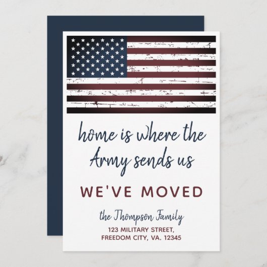 Faire-part Le PCS militaire nous avons déplacé le drapeau amé (Devant / Derrière)