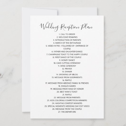 Faire-part Le plan d'hôte invité de la réception de mariage n (Dos)