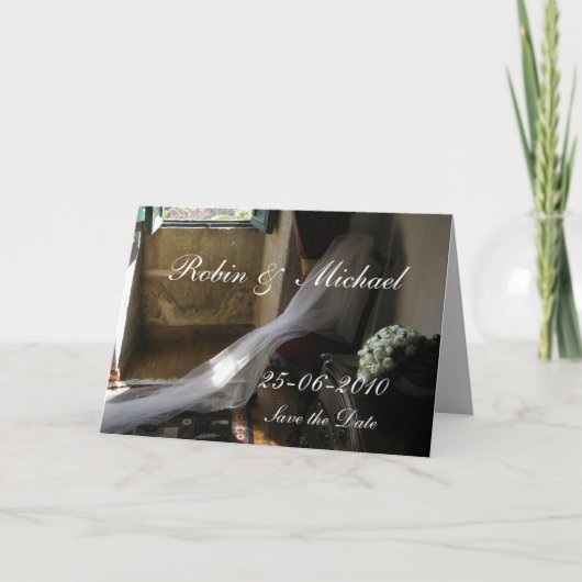 Faire-part Le voile et le bouquet - personnalisé (Devant)