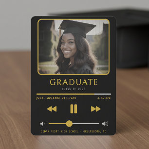 Faire-part Lecteur de musique MP3 Noir et Or Graduation