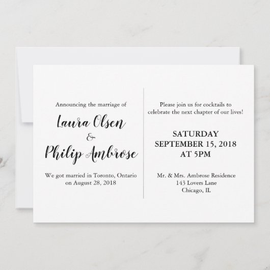 Faire-part légendaire du mariage surprise "Elopé" (Dos)