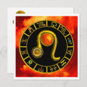 Faire-part LEO TOPAZ, jaune vif, orange rouge argenté (Devant / Derrière)