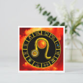 Faire-part LEO TOPAZ, jaune vif, orange rouge argenté (Debout devant)