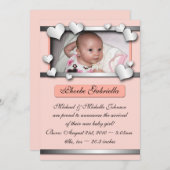 Faire-part Les Coeurs De Doublure Argent Peach Annonces De Na (Devant / Derrière)