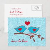 Faire-part Les inséparables sauvent la carte postale de date (Devant / Derrière)