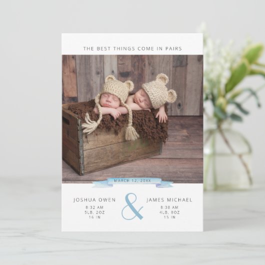 Faire-part Les meilleures choses arrivent en paires | Twins P (Debout devant)