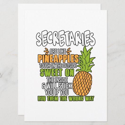 Faire-part Les Secrétaires Sont Comme Des Ananas. (Devant / Derrière)
