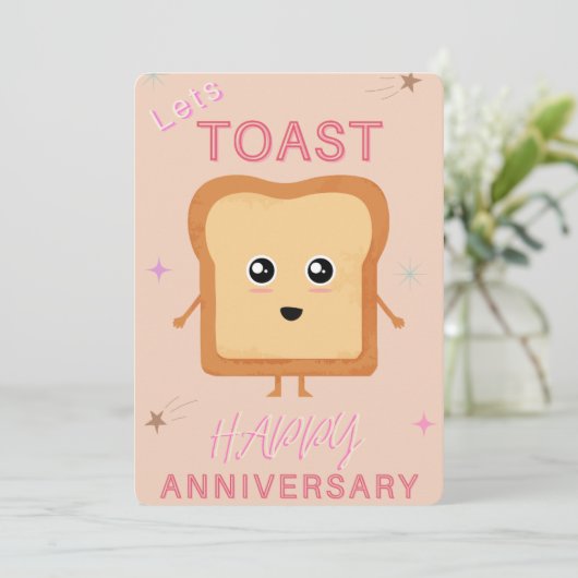 Faire-part Lets Toast neutral Happy Anniversary greeting card (Debout devant)