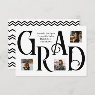 Faire-part LETTRE GRÂCE À TROIS PHOTOS Noire