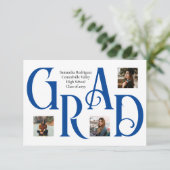 Faire-part LETTRE GRAD Bleue À Trois Photo Classique & Gras (Debout devant)