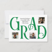 FAIRE-PART LETTRE GRECQUE À TROIS PHOTOS ET GRADE GRAD (Devant)