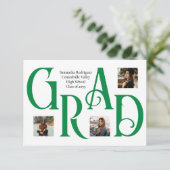 FAIRE-PART LETTRE GRECQUE À TROIS PHOTOS ET GRADE GRAD (Debout devant)