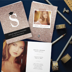 Faire-part Lettre S Monogramme Moderne avec Paillettes de Cui