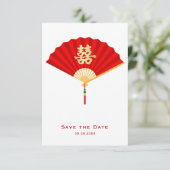 Faire-part L'éventail chinois et le double bonheur | Mariage  (Debout devant)