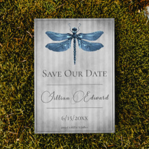 Faire-part Libellule Bijou Bleue Enregistrer la Date