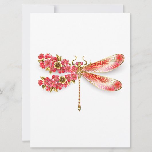 Faire-part libellule de fleurs avec sakura de bijoux (Devant)