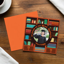 Library-Themed Graduation Announcement Card