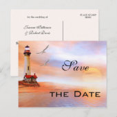 Faire-part Lighthouse Beach Enregistrer la date Carte postale (Devant / Derrière)