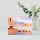 Faire-part Lighthouse Beach Enregistrer la date Carte postale (Debout devant)
