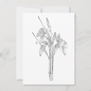 Faire-part Ligne croquis bouquet de jonquilles.