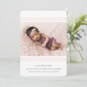 Faire-part Lignes Modernes Et Élégantes | 2 Photo Blush Birth (Debout devant)