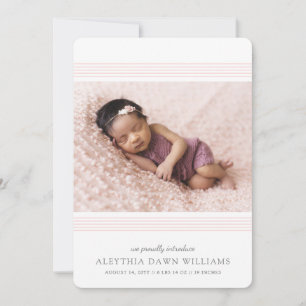 Faire-part Lignes Modernes Et Élégantes 2 Photo Blush Birth