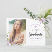 Faire-part Lilac Floral Photo Graduation (Debout devant)