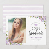Faire-part Lilac Floral Photo Graduation (Devant / Derrière)