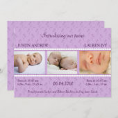 Faire-part Lilac Pearl Twins (Devant / Derrière)