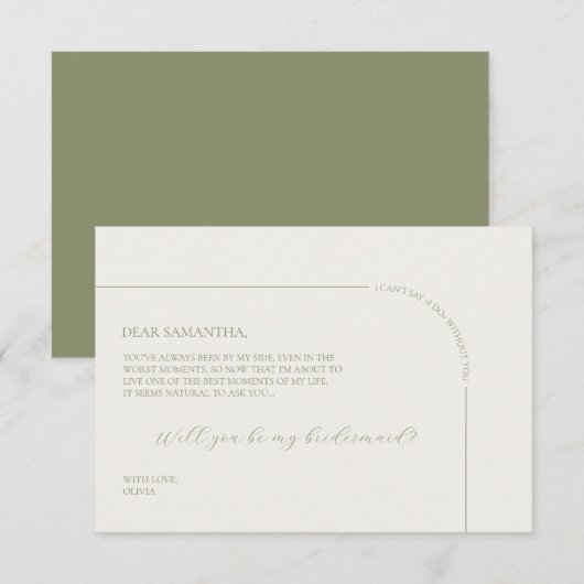 Faire-part Linen Arch Minimalist Bridesmaid Proposal Card (Devant / Derrière)