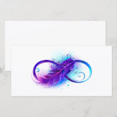 Faire-part L'infini avec plume violette (Devant / Derrière)