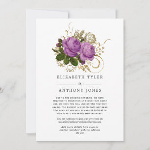 Faire-part Liste de invités réduite chic vintage or et violet