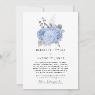 Faire-part Liste de invités réduite pastel bleu et argent vin