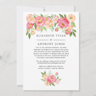 Faire-part Liste de Mariage Fleurie Rose Pastel Réduite