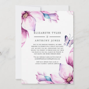 Faire-part Liste de mariage florale de magnolia rose réduite