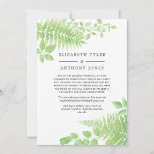 Faire-part Liste de mariage réduite à la verdure à l'aquarell