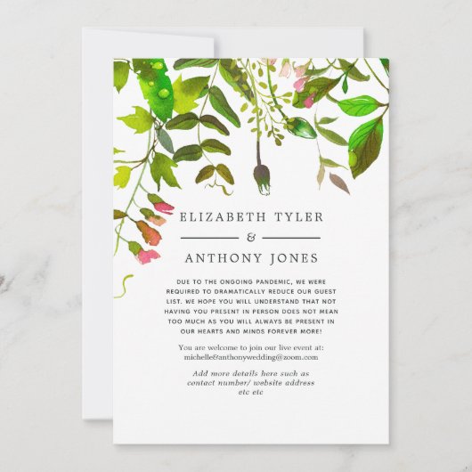 Faire-part Liste de mariage réduite avec verdure (Devant)