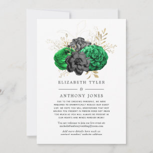 Faire-part Liste de mariage réduite vert émeraude et or