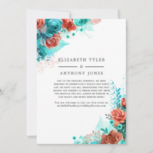 Faire-part Liste d'invités réduits de fleurs de turquoise et 