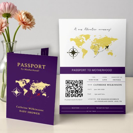 Faire-part little explorer Baby Shower Passport Card