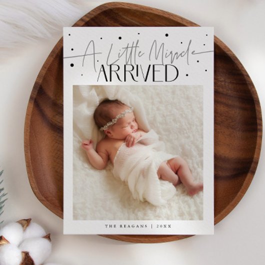 Faire-part Little Miracle Christmas White Photo Birth