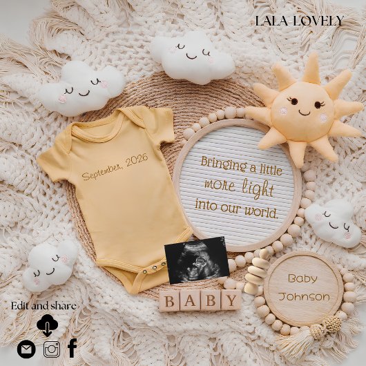 Faire-part Little  Sunshine pregnancy announcement card