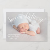 Faire-part Livraison spéciale Script photo Genre Neutre Naiss (Devant)