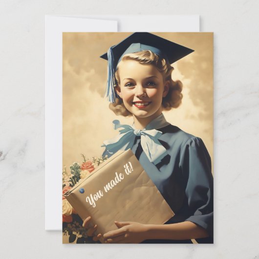 Faire-part livre de tenue pour étudiante vintage (Devant)